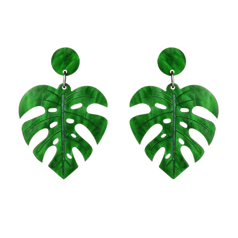 Boucles d'oreilles en résine en forme de feuille avec style clou
