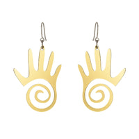 Mirroring Effect Palm Resin Earrings with Hook Style
