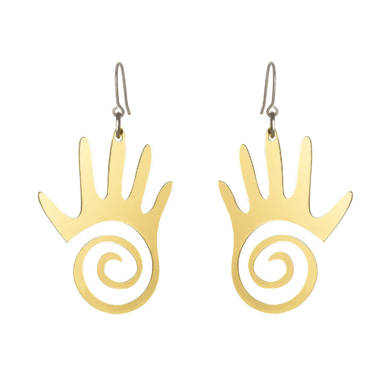 Mirroring Effect Palm Resin Earrings with Hook Style