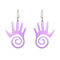 Mirroring Effect Palm Resin Earrings with Hook Style