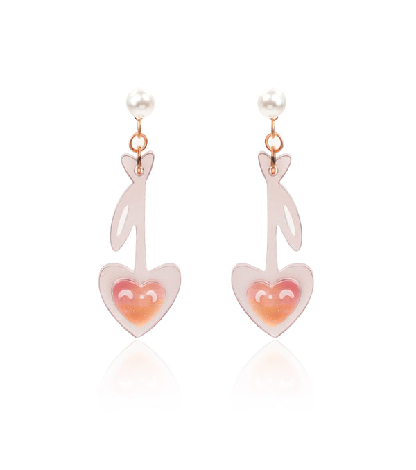 Mirrored Heart-Glow Key Earrings