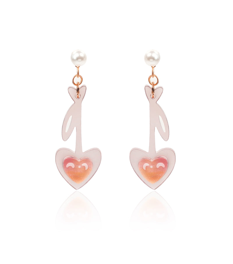 Mirrored Heart-Glow Key Earrings
