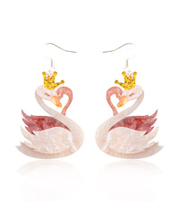 Peach Blossom Swan Earrings