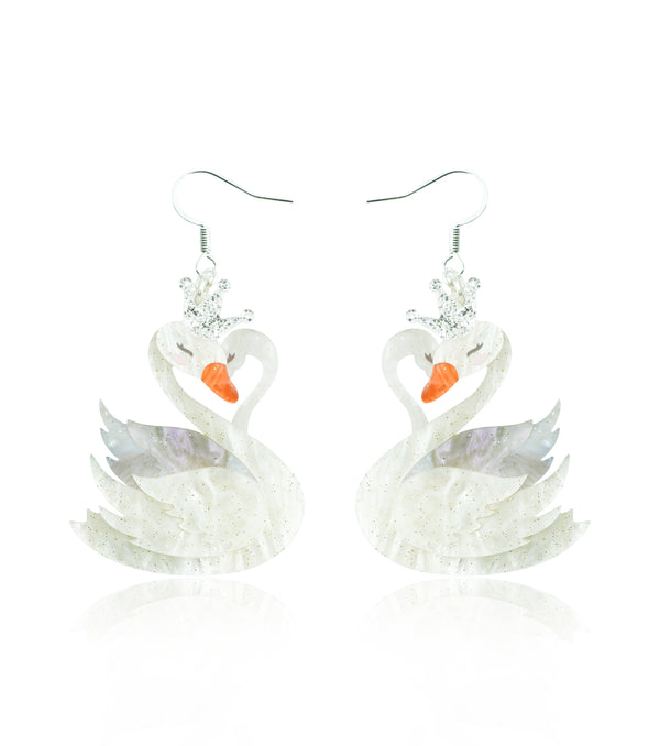 Moonlight White Swan Earrings