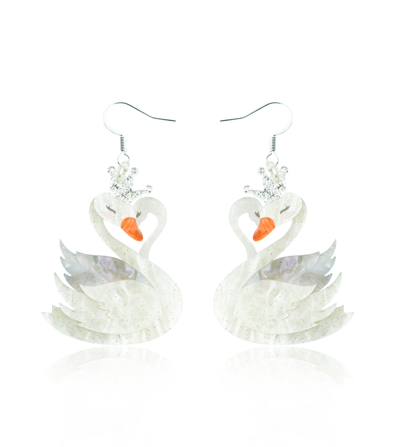 Moonlight White Swan Earrings