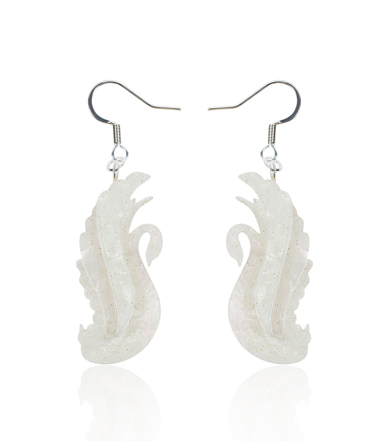 Aurora White Swan Earrings