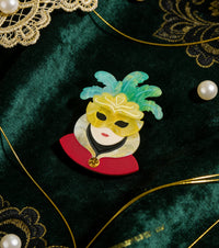 Venetian Masquerade Brooch For European Cultural tourism
