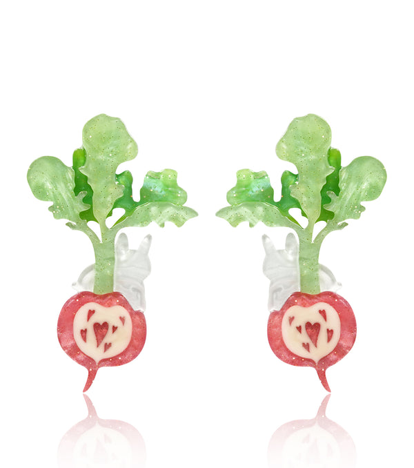 Heartfelt Harvest Radish Heart Earrings