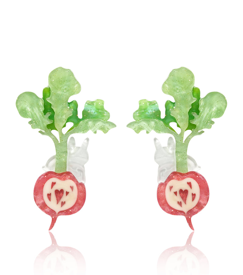 Heartfelt Harvest Radish Heart Earrings