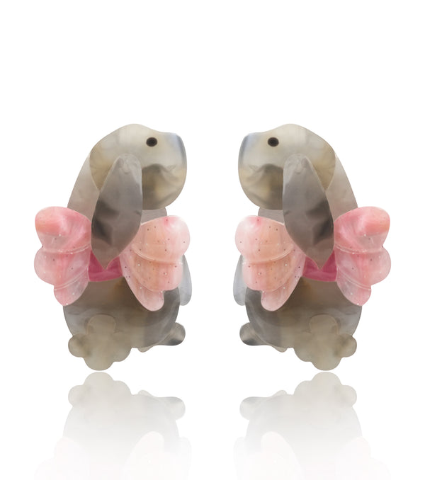 Marbled Cloud-Tail Bunny Earrings