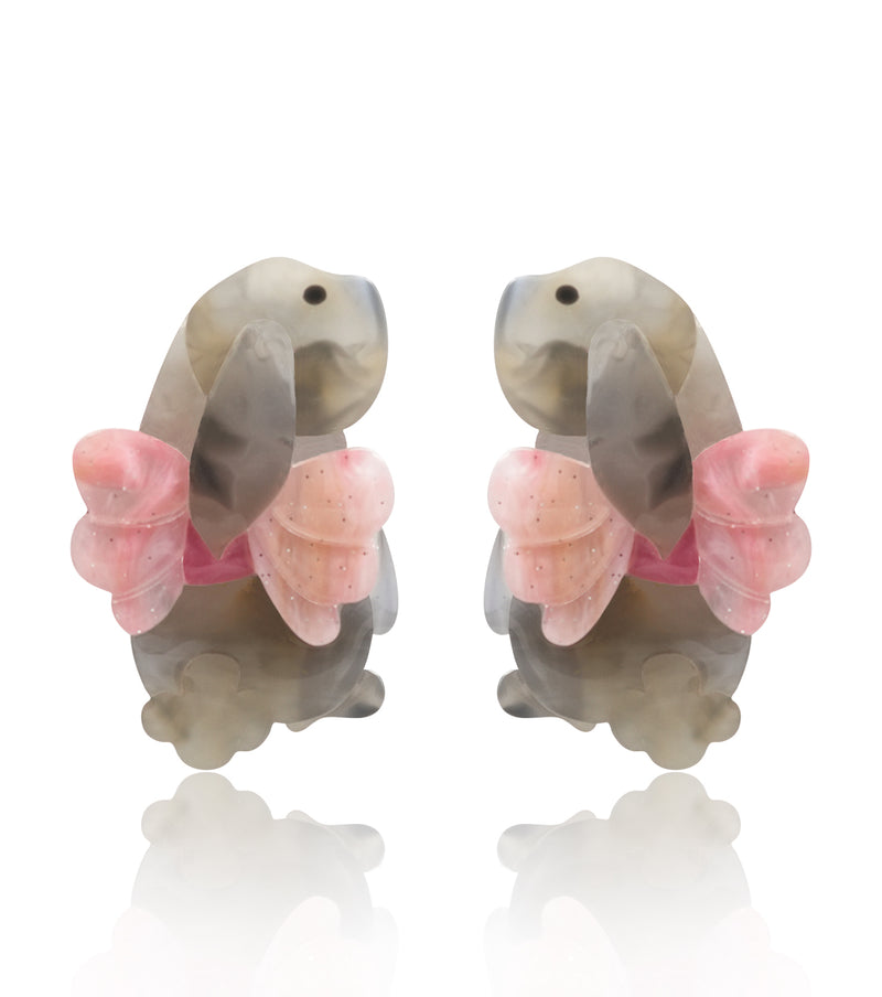 Marbled Cloud-Tail Bunny Earrings