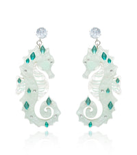 Icy Blue Glitter Seahorse Earrings