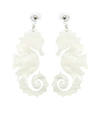 Icy Blue Glitter Seahorse Earrings