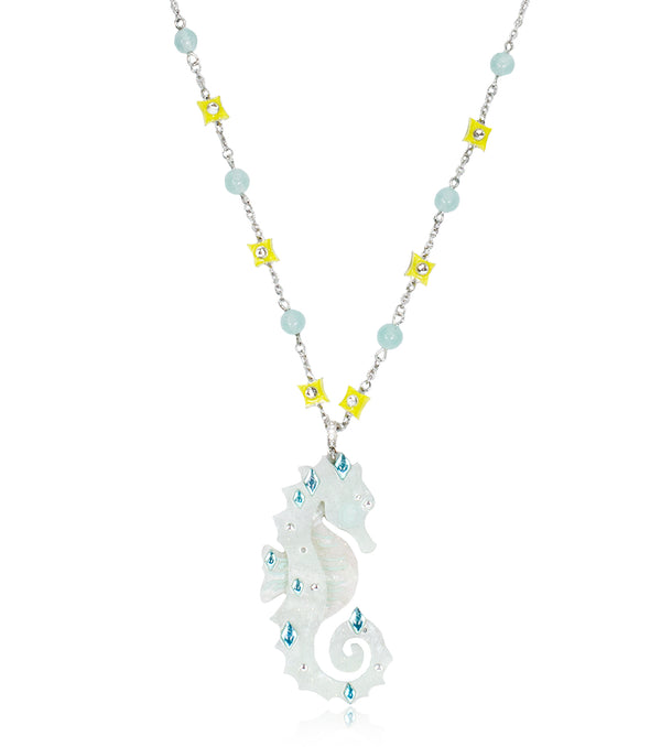 Glittering Cream Seahorse Necklace