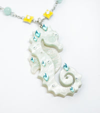 Glittering Cream Seahorse Necklace